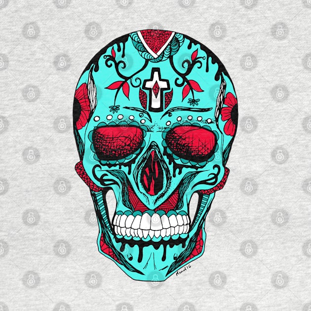 Turqred Los Muertos Skull by kenallouis